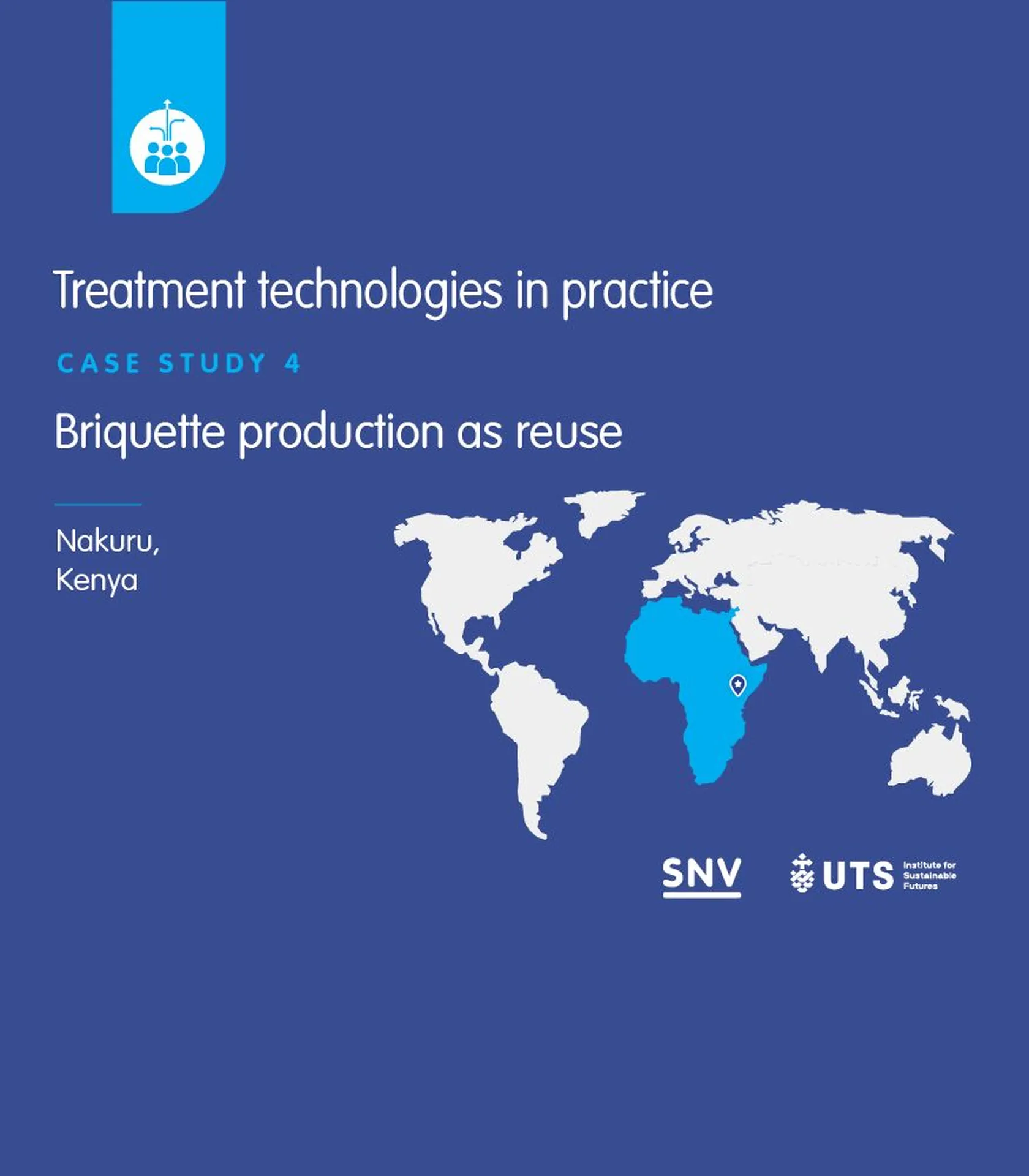 Fourth of the nine case studies in the SNV-ISF UTS Treatment Technologies in Practice book, featuring an Briquettes as reuse in Kenya