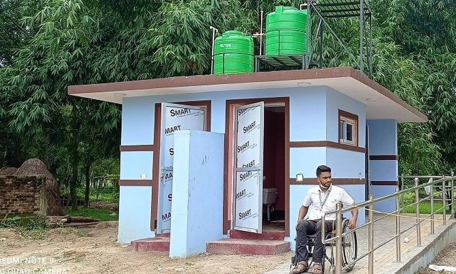 Newly built toilet structure in a Sarlahi health care facility