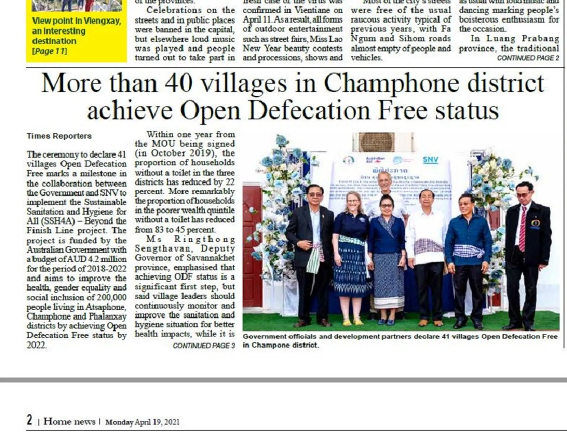 cover page Vientiane Times Today