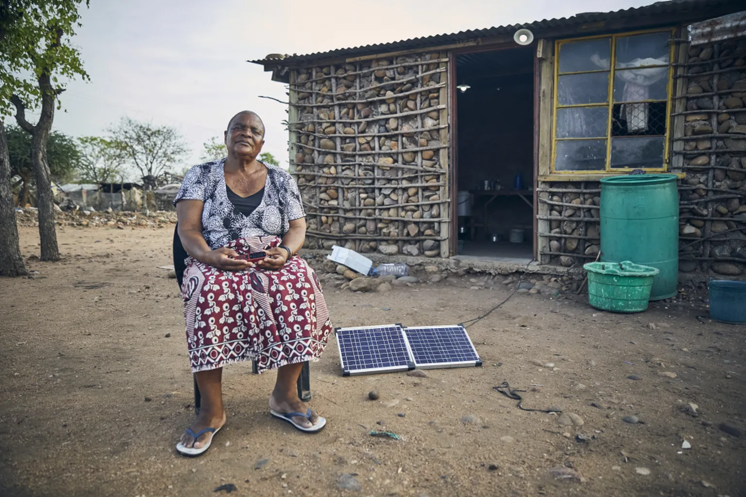 Lady with solar panel 