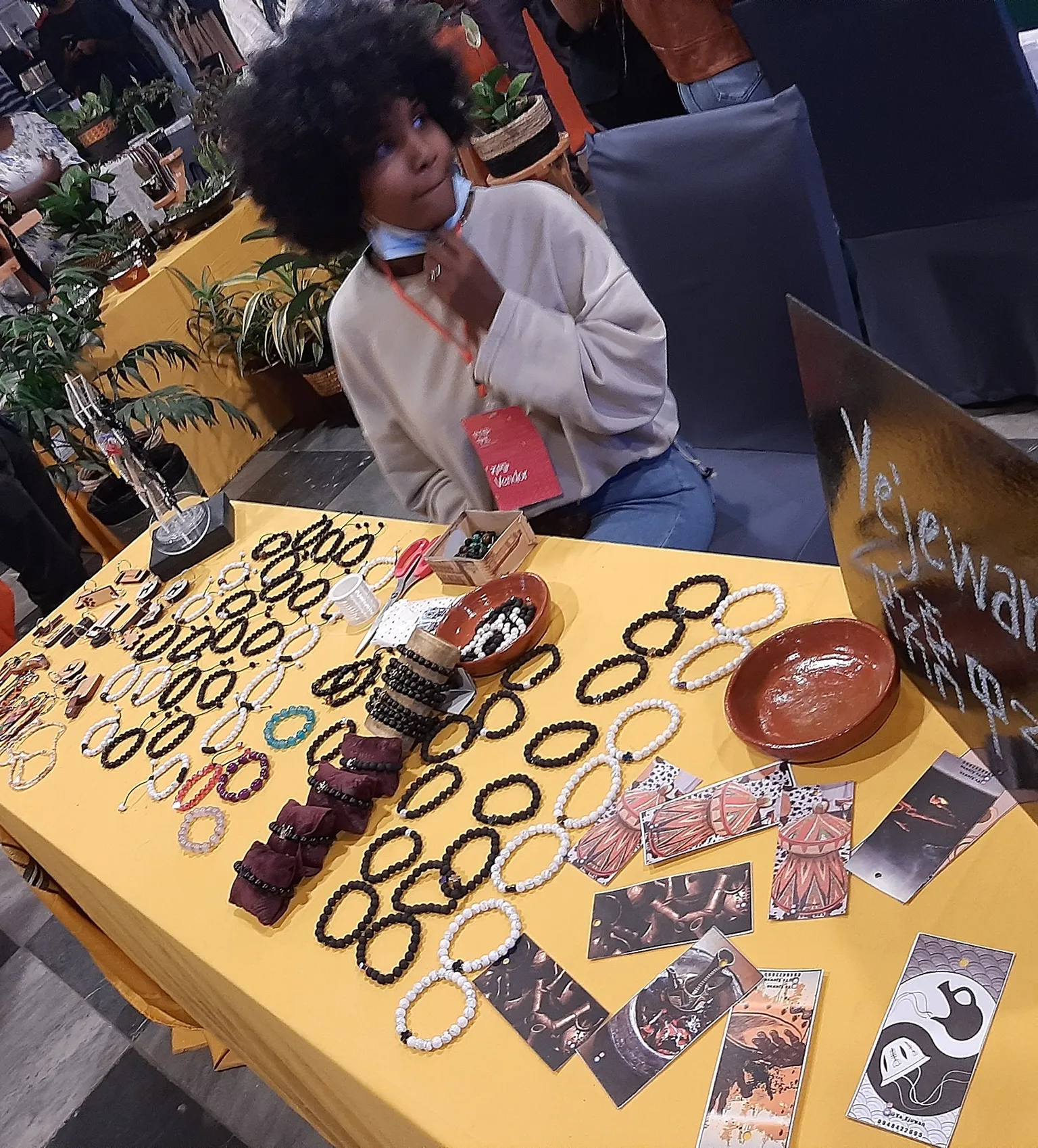 Woman selling jewellery at the Yenegew Bazaar