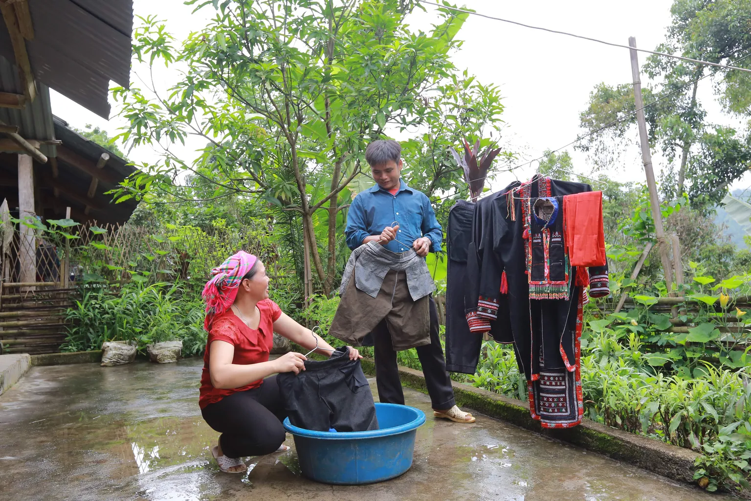 Mrs. May and her husband sharing household chores