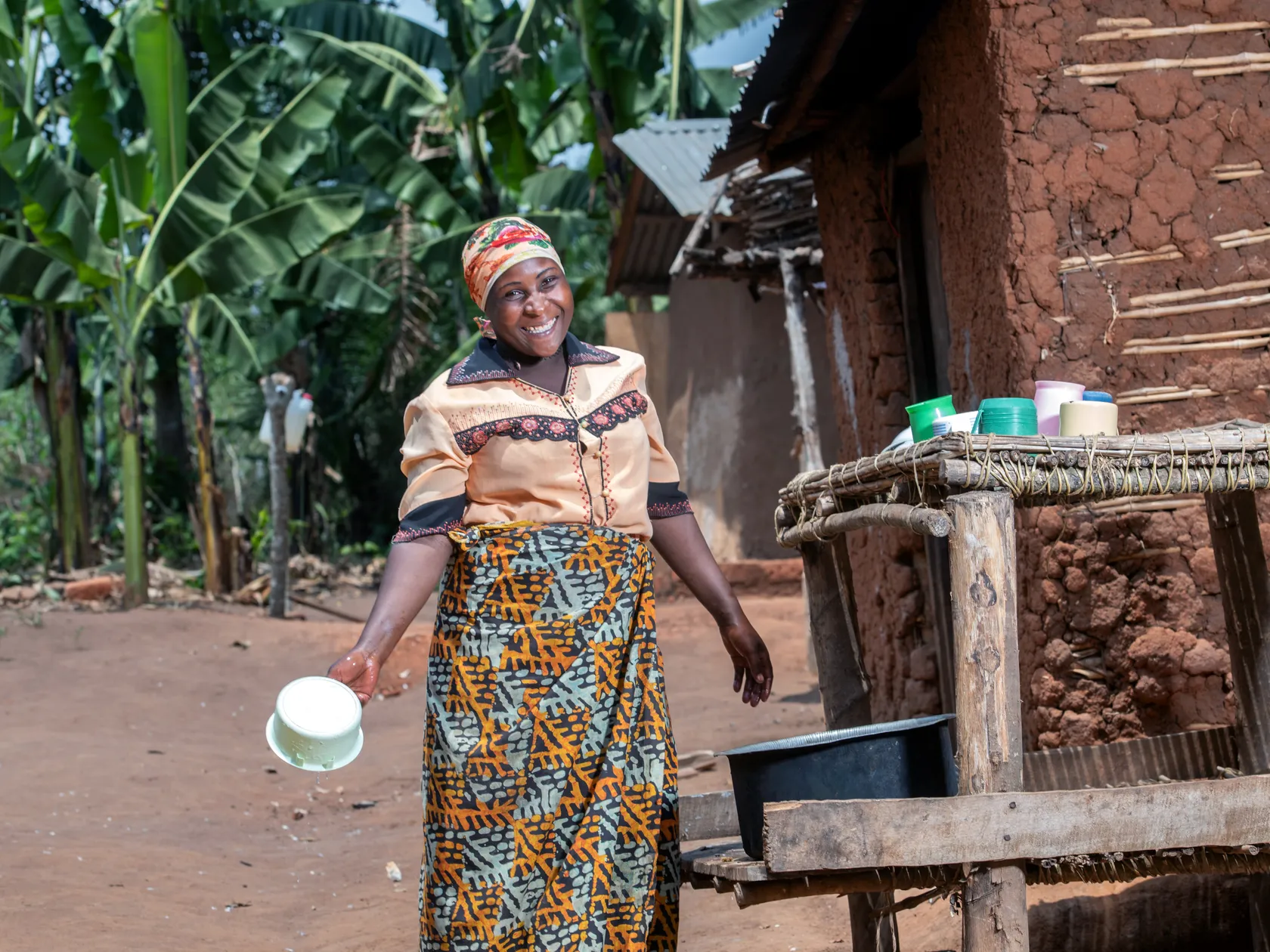 Early adopter of sanitation improvements in Uganda's Kibale district.