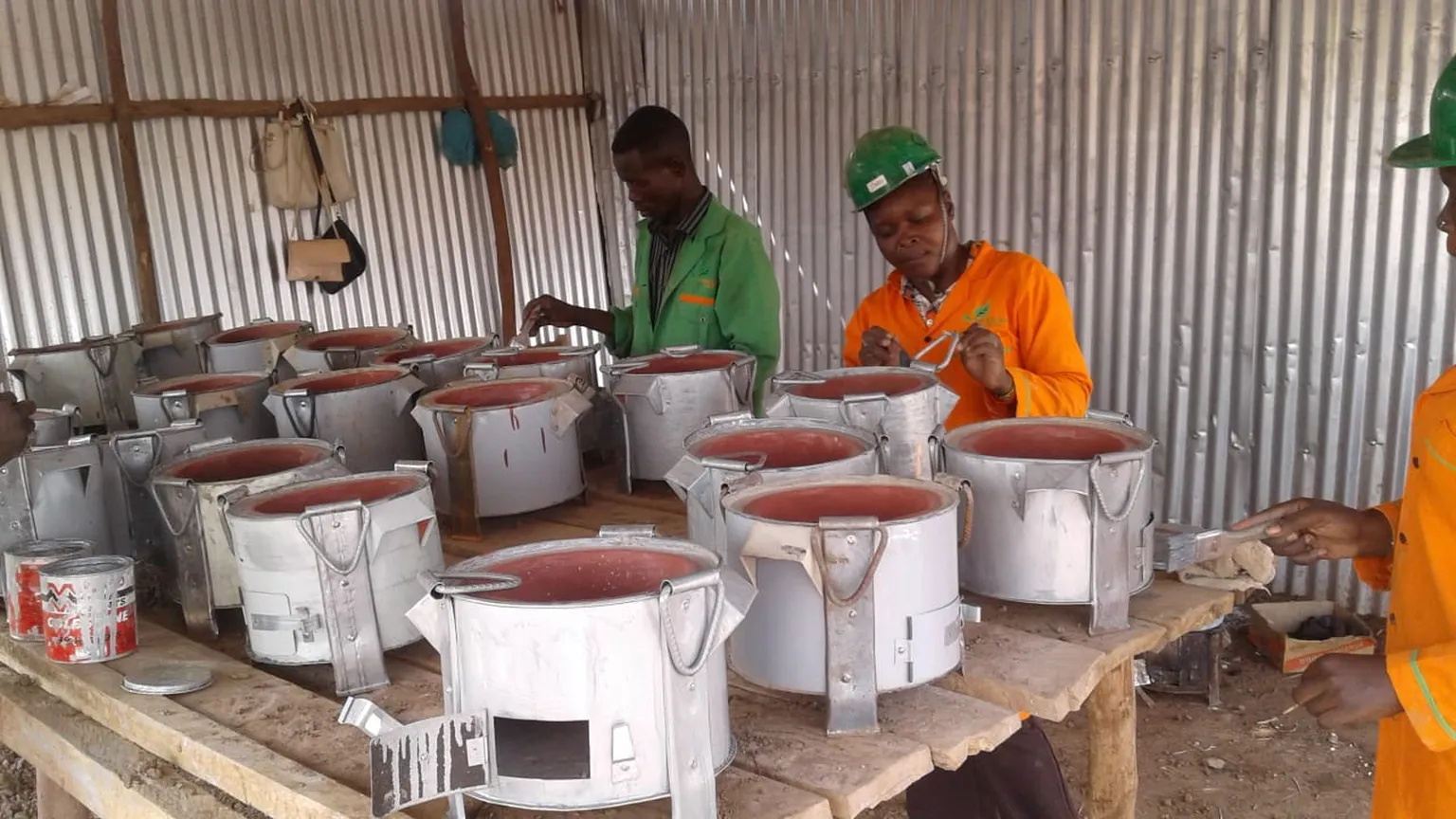 Finishing off production of cookstoves 