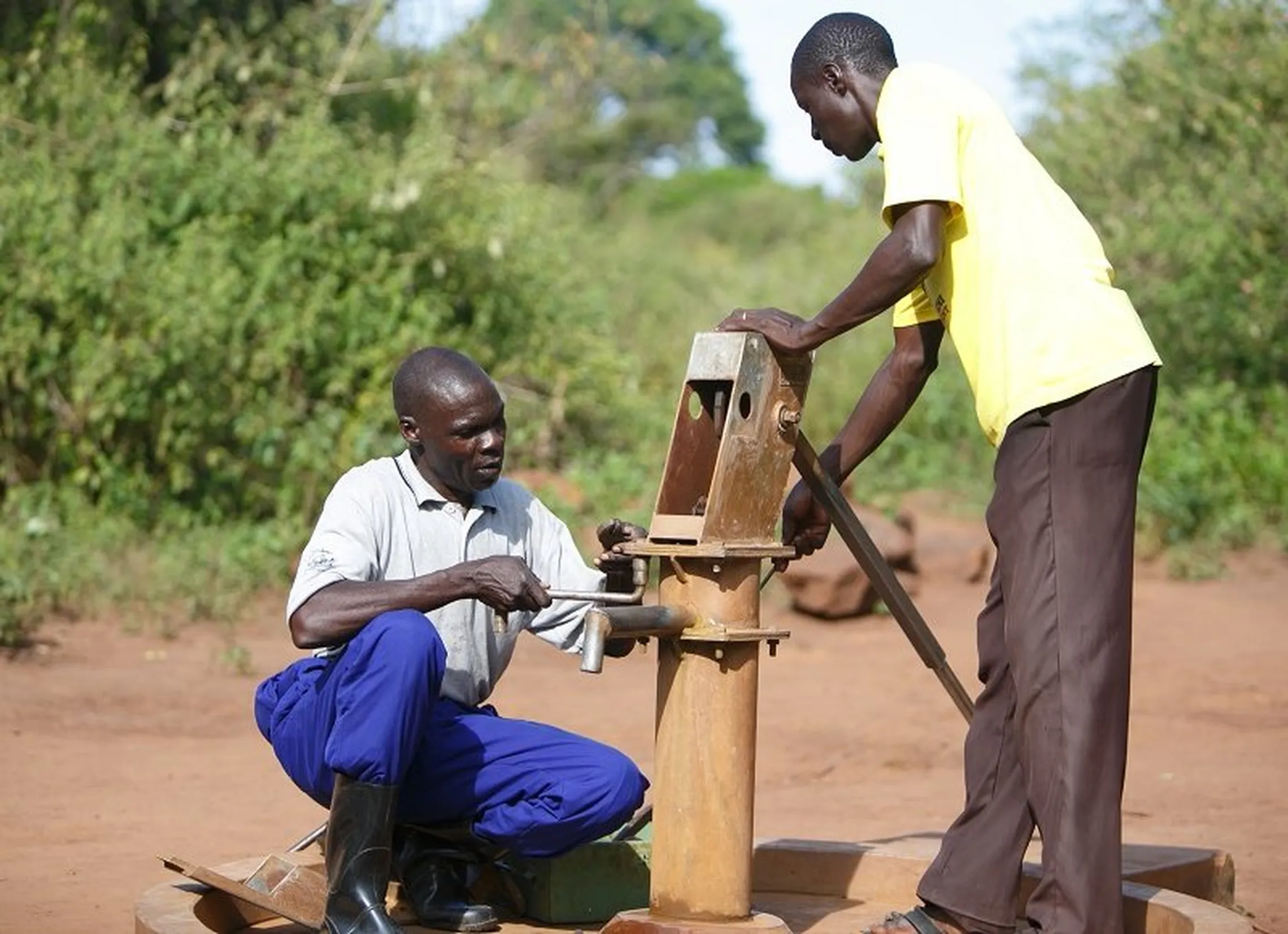 A water source under repair