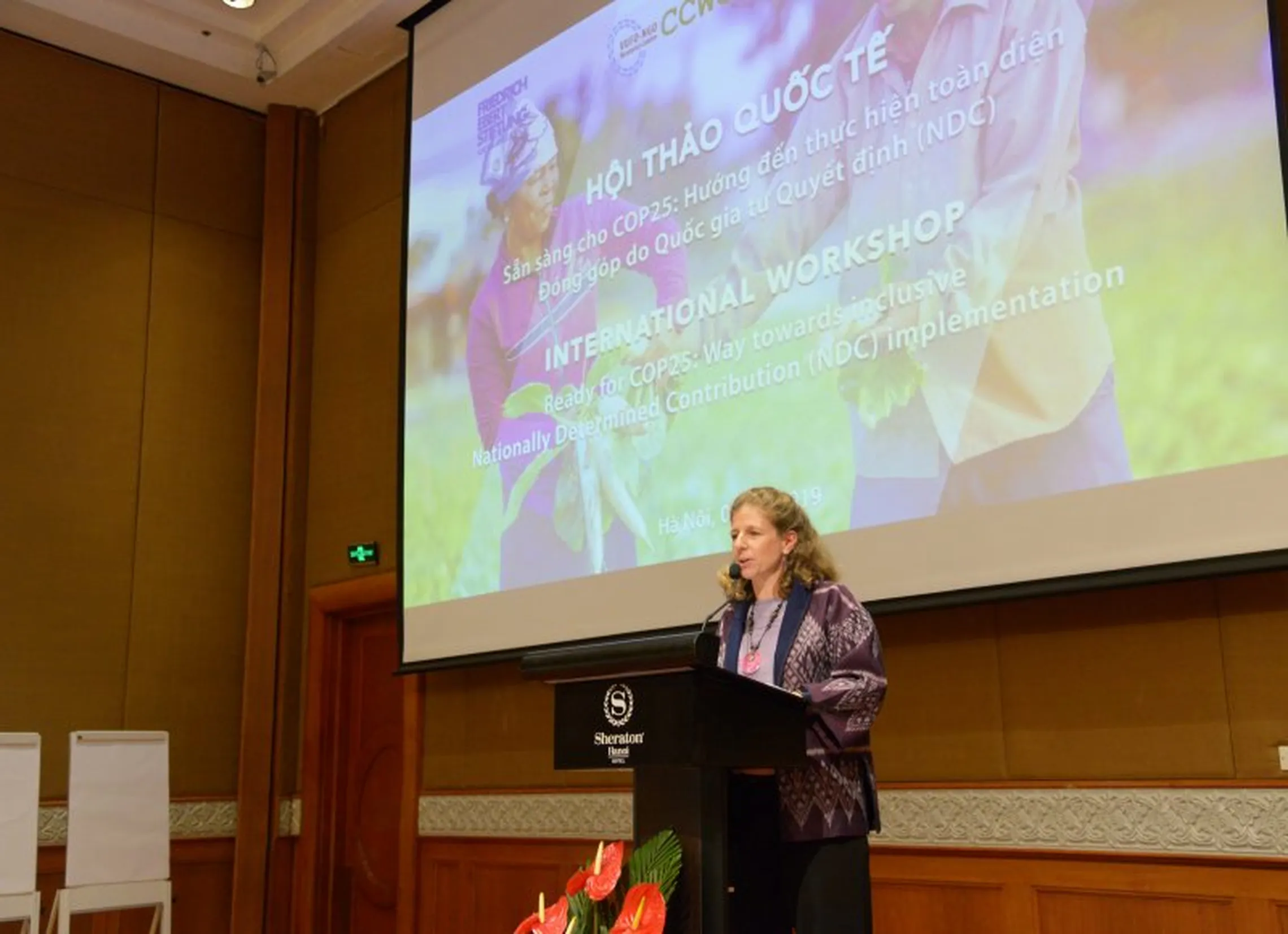 Woman speaking at conference