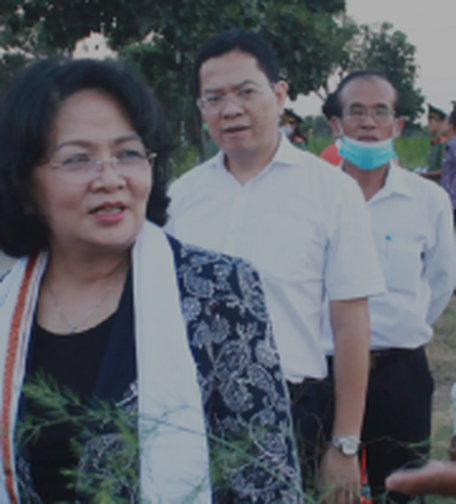 Vice president talking to people in a village.