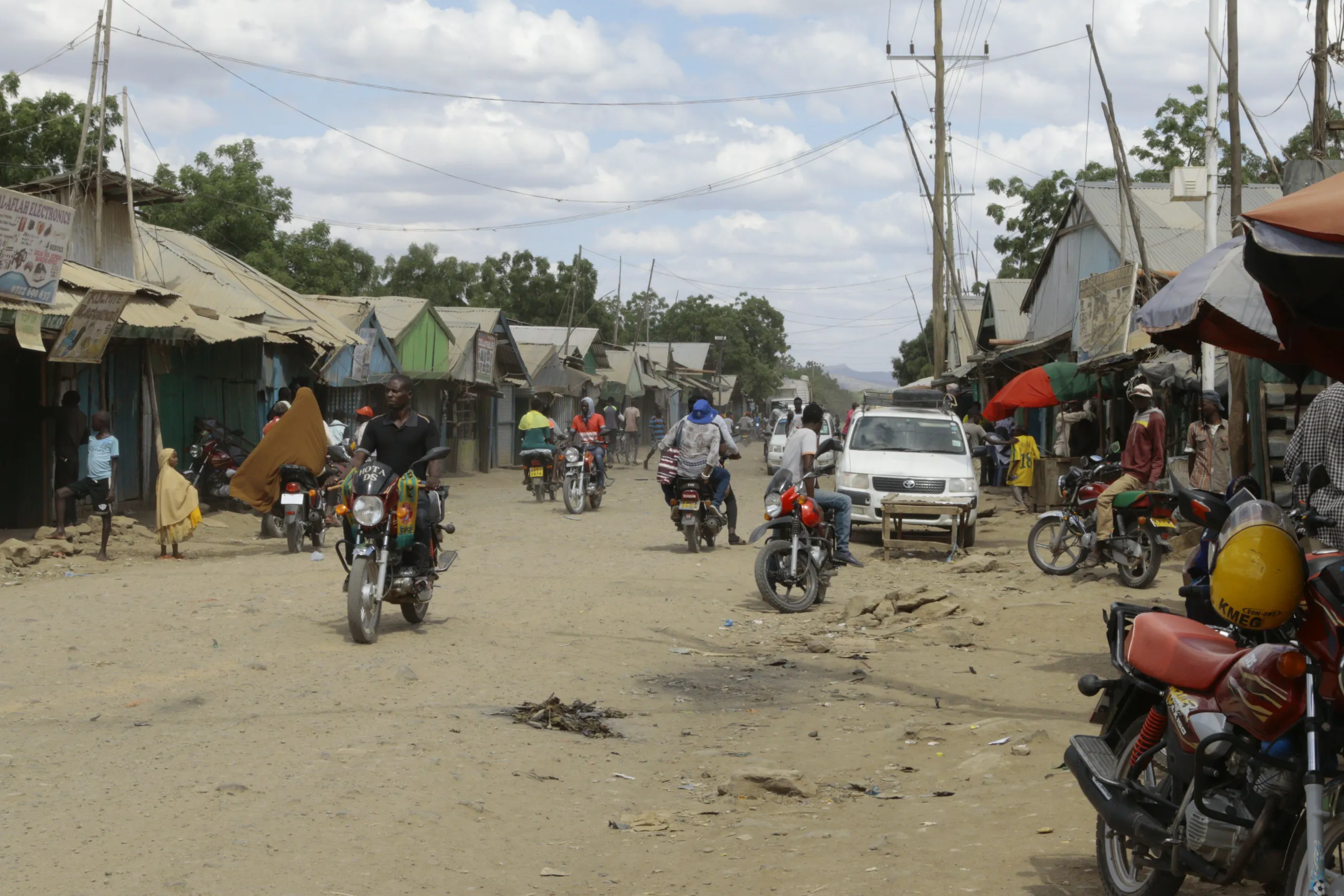 A picture of a street in the camp