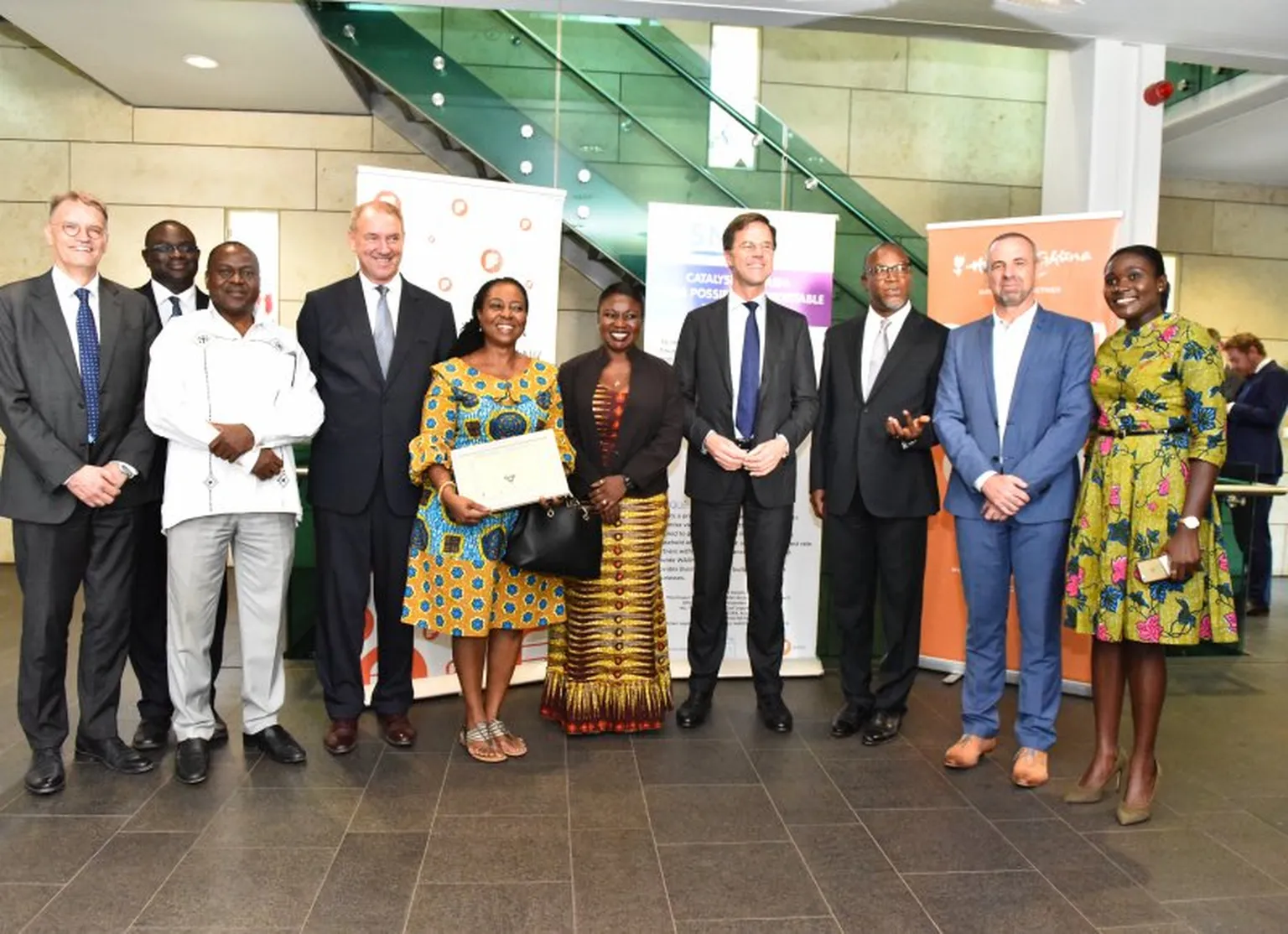 Prime Minister Mark Rutte with EKN, SNV & Family Health Hospital representatives