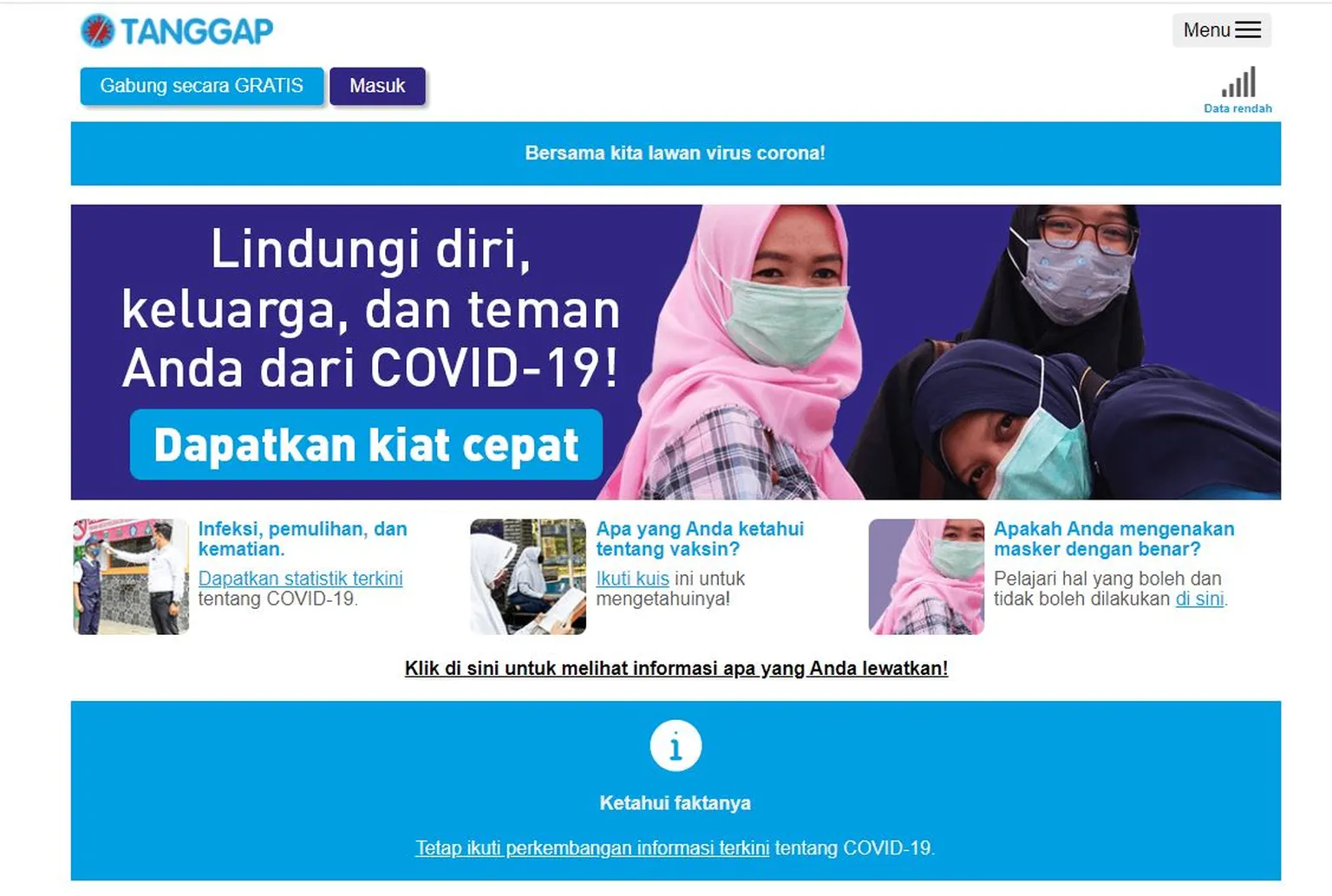 photo tanggapcovid website homepage