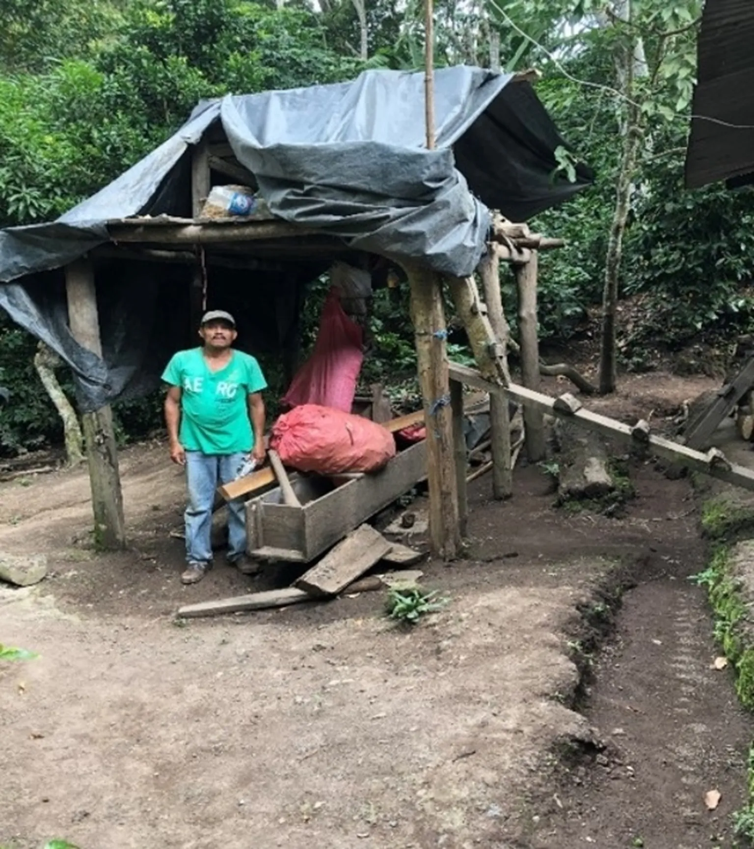 Before-and-after picture of the coffee wet mill owned by farmer Juan Carlos Paz