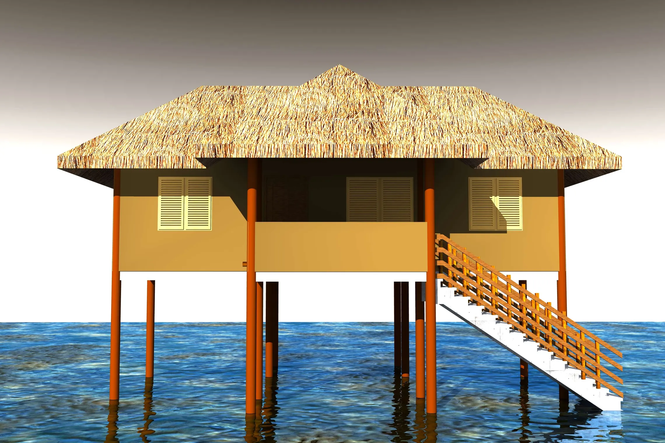 Sketch of a resilient structure with a bamboo wall